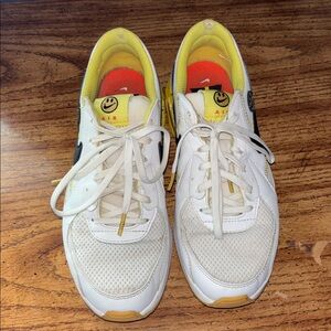 Rare Nike Air Max smiley face White Sneakers with Yellow & Black Accents